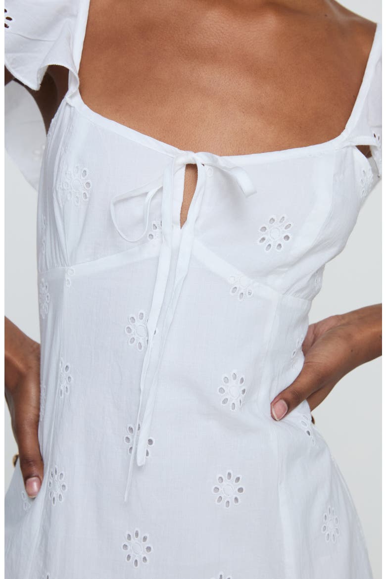 Besiana Cotton Broderie Anglaise Mini Sundress, Alternate, color, WHITE