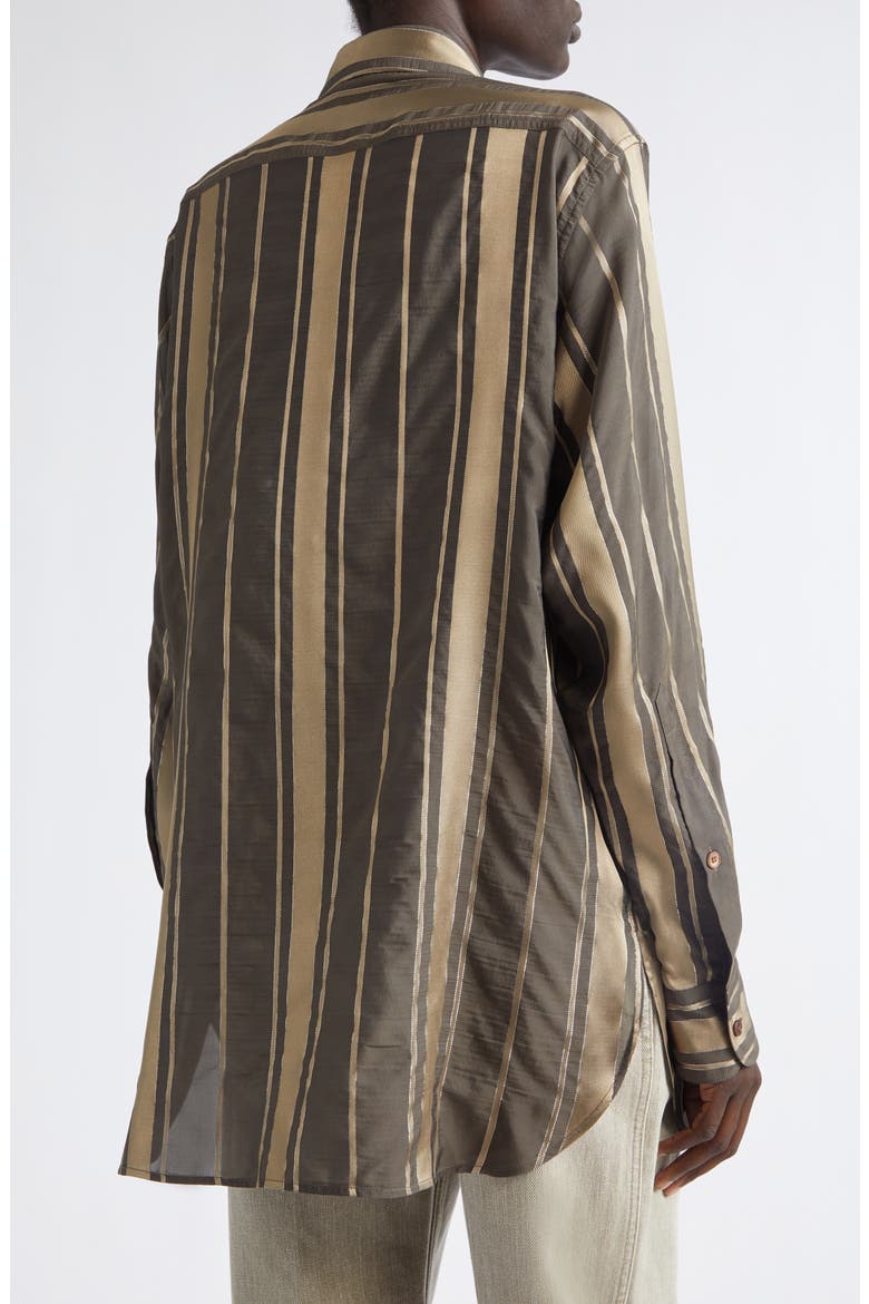 Striped Lurex Shirt, Alternate, color, TRUFFLE