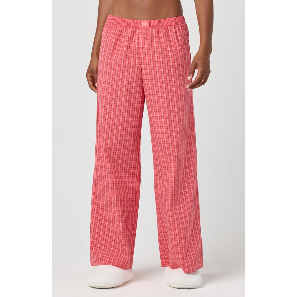 Florence By Mills Micro Plaid Wide Leg Pants In Pink