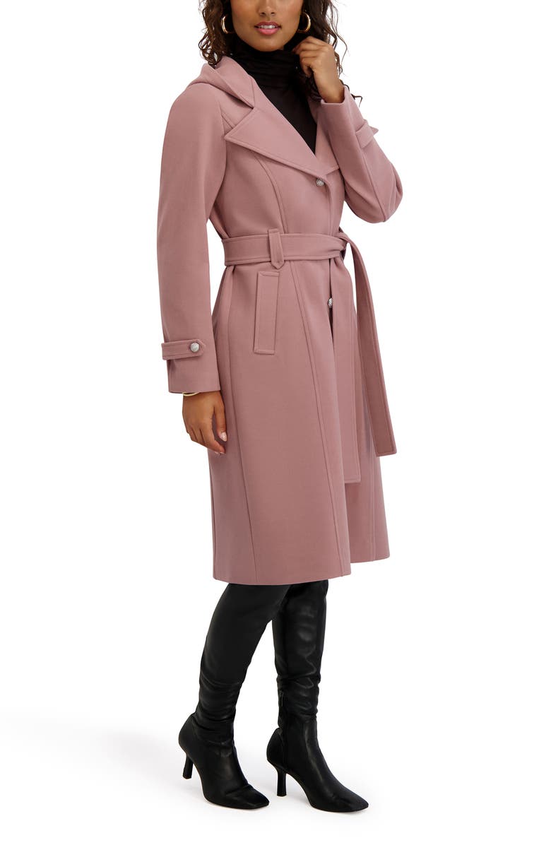 Kensie Belted Plush Trench Coat, Alternate, color, Mauve