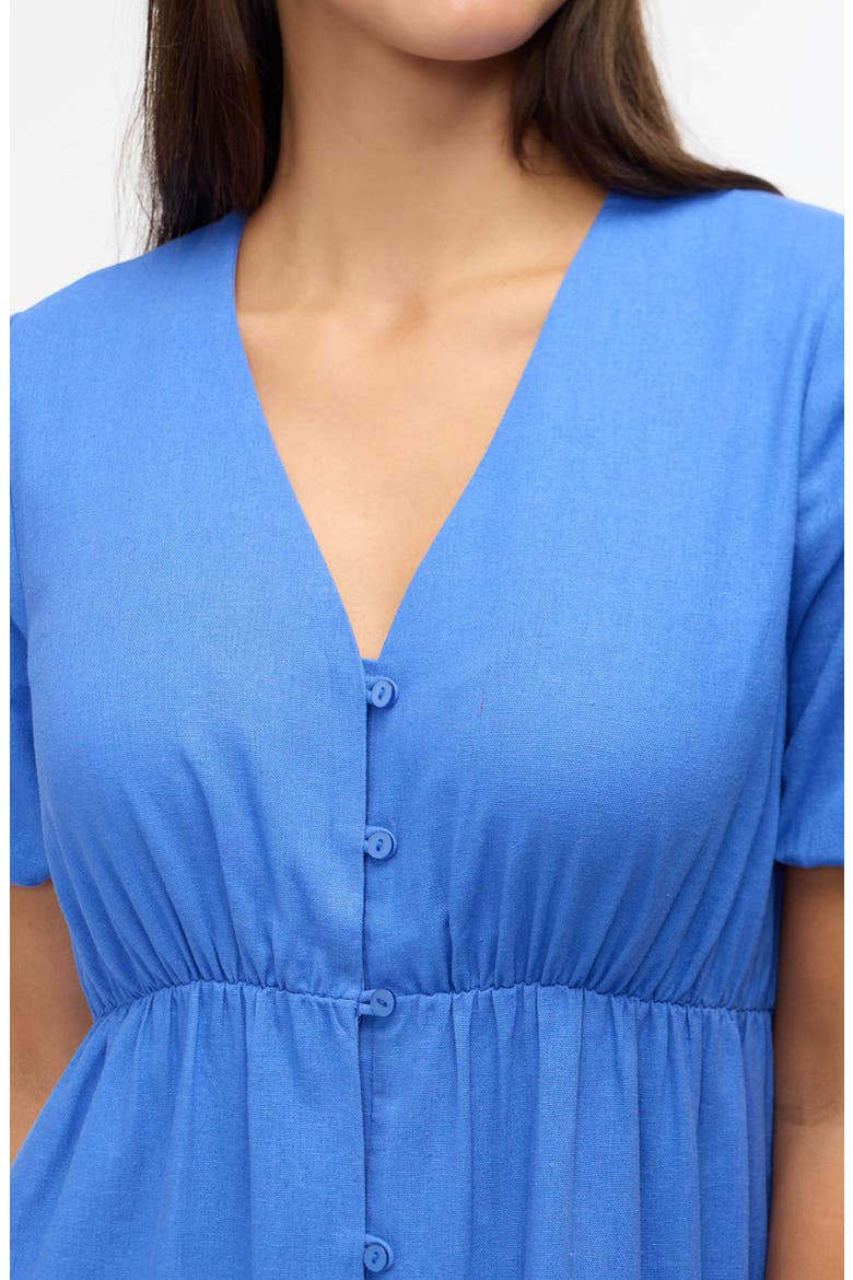 Tiered Linen Blend Dress, Alternate, color, AZURE