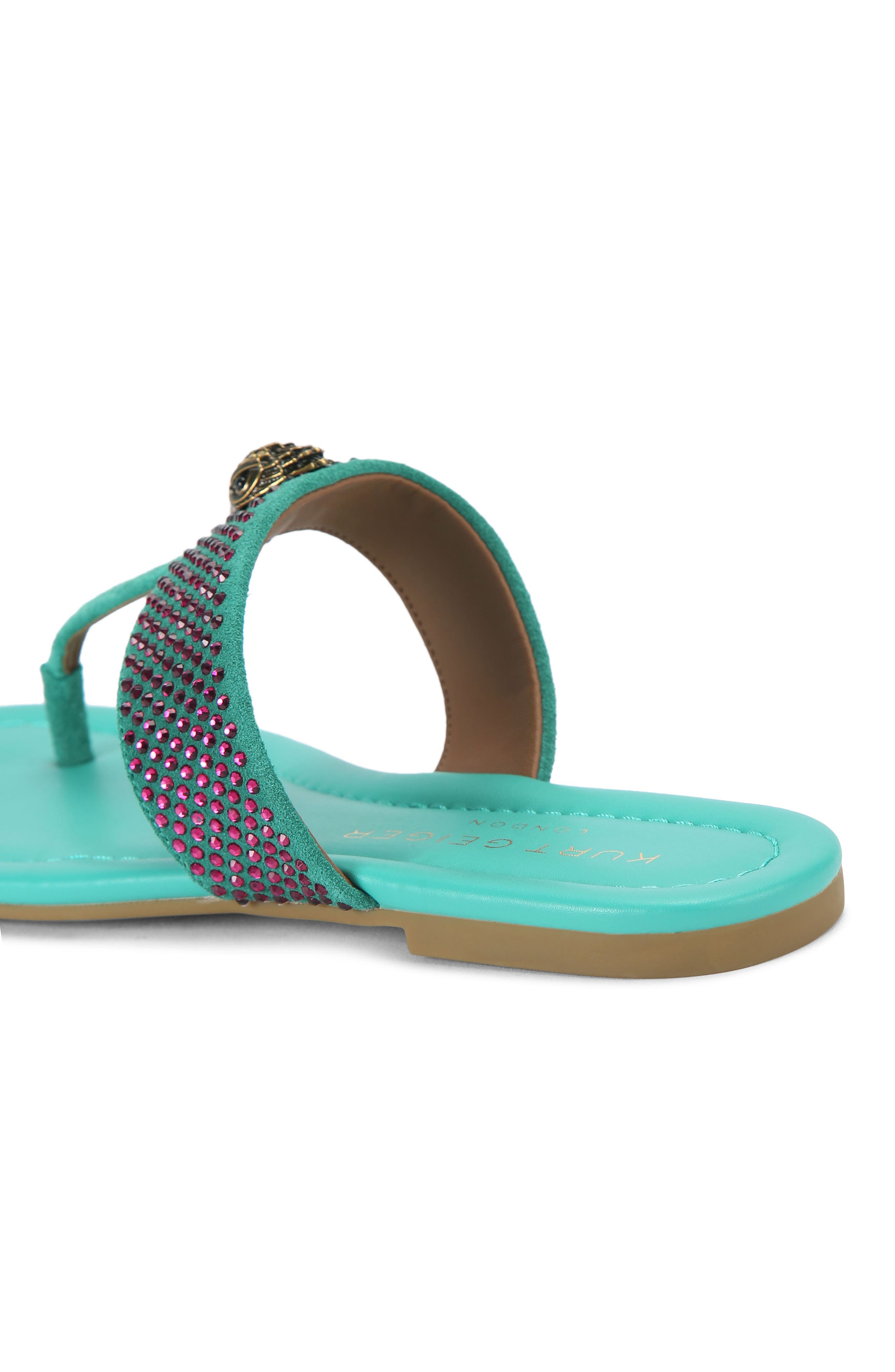 Kurt Geiger London Kensington Crystal T-Strap Sandal, Alternate, color, Open Green