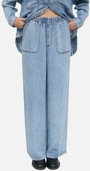 Blu Pepper Washed Chambray Wide Leg Pants