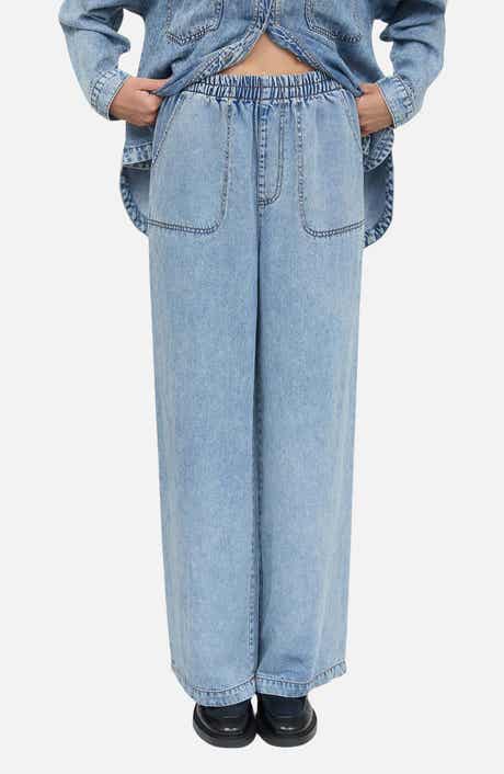 Blu Pepper Washed Chambray Wide Leg Pants