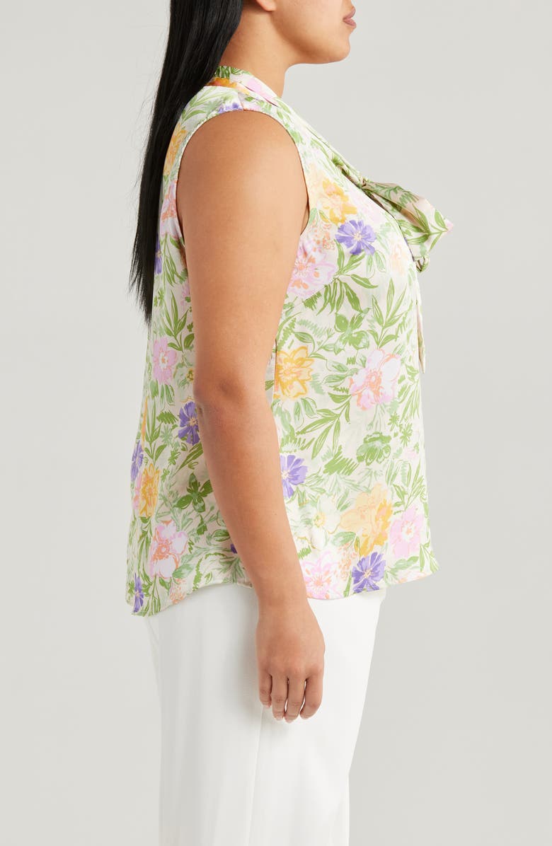 Tahari ASL Floral Bow Neck Sleeveless Top, Alternate, color, Floral Multi