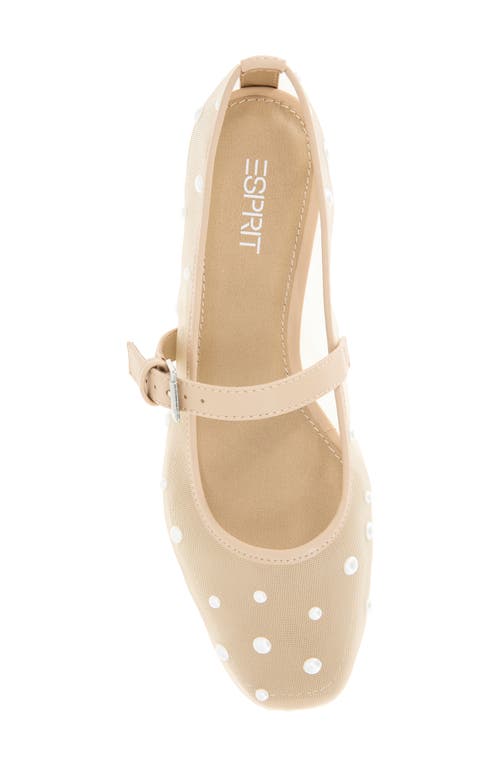 Esprit Nicola Faux Pearl Mesh Mary Jane Flat In Beige