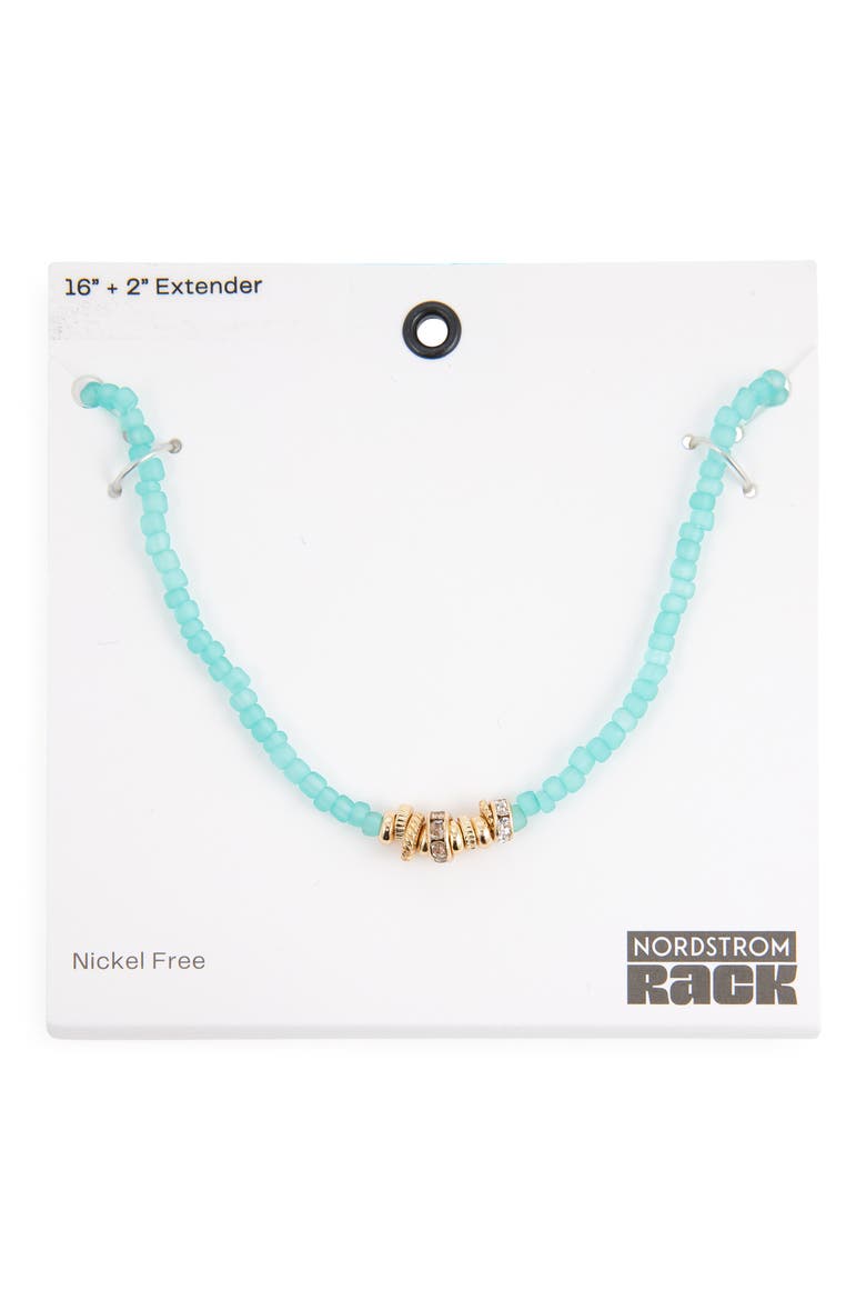 Beaded Rondelle Necklace, Main, color, CLEAR- SEAFOAM- GOLD