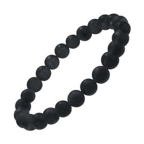 Jan Leslie 8mm Matte Black Onyx Beaded Stretch Bracelet In Black