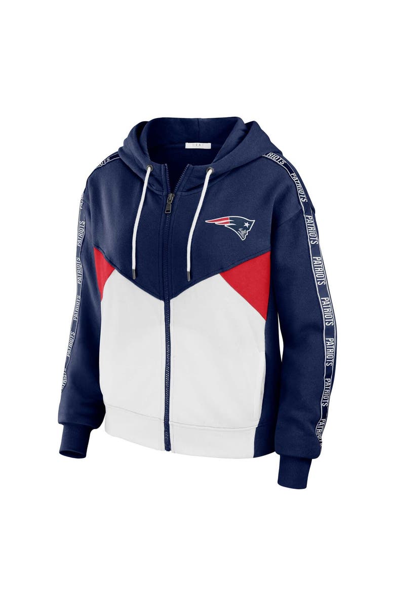 WEAR by Erin Andrews Women's WEAR by Erin Andrews Navy/White New England Patriots Plus Size Color Block Full-Zip Hoodie, Alternate, color, Navy
