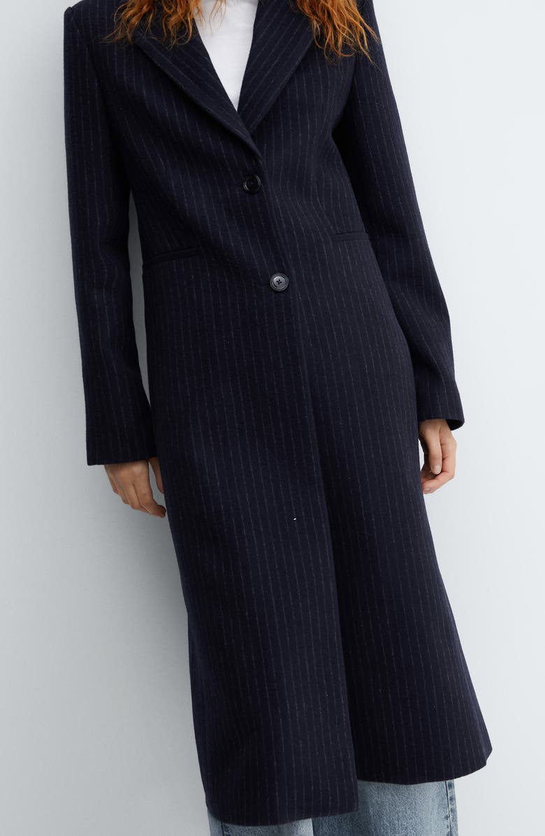 MANGO Pinstripe Longline Coat, Alternate, color, 