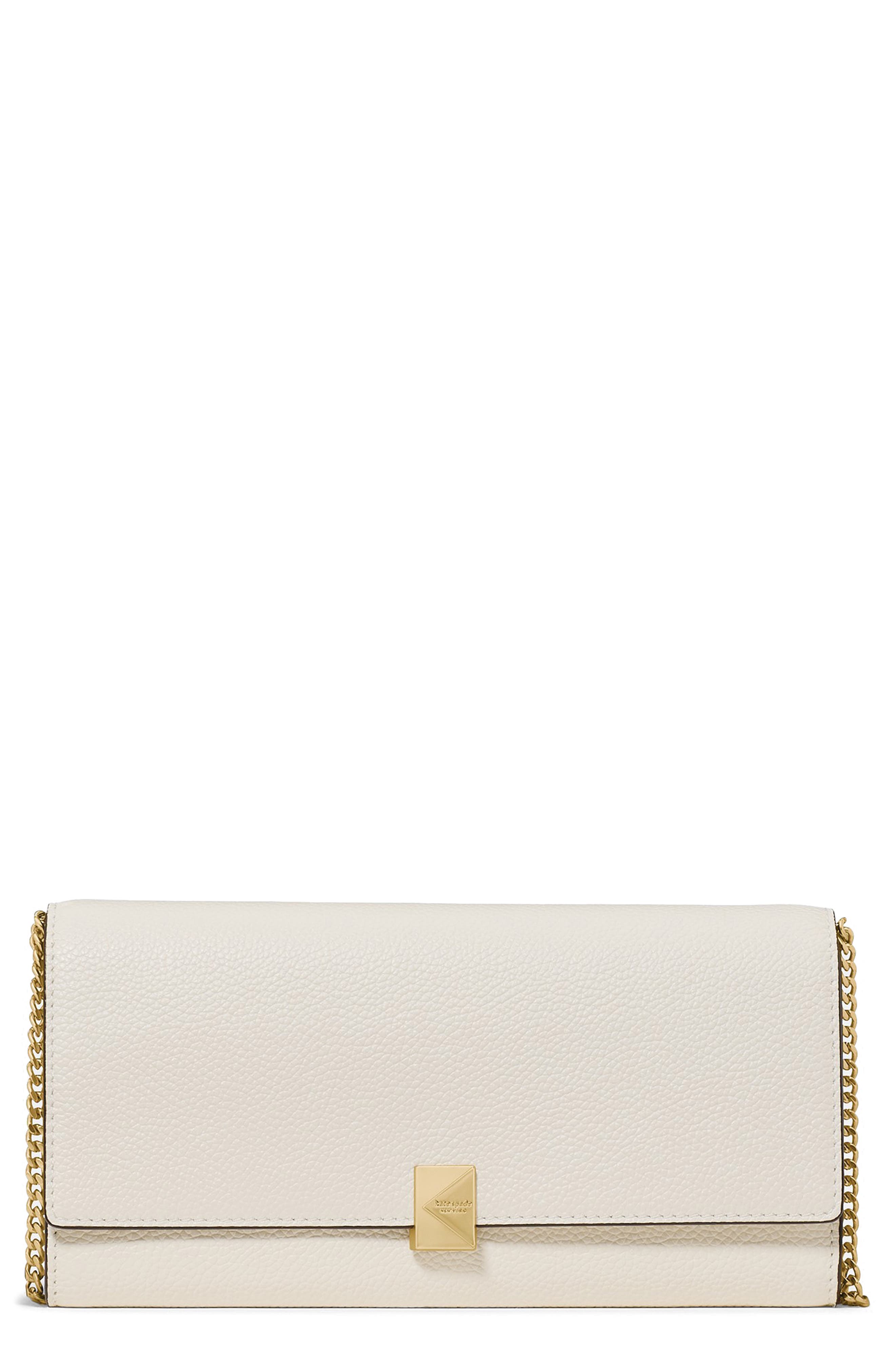 Deco Leather Wallet on a Chain, Main, color, CASHEW MILK