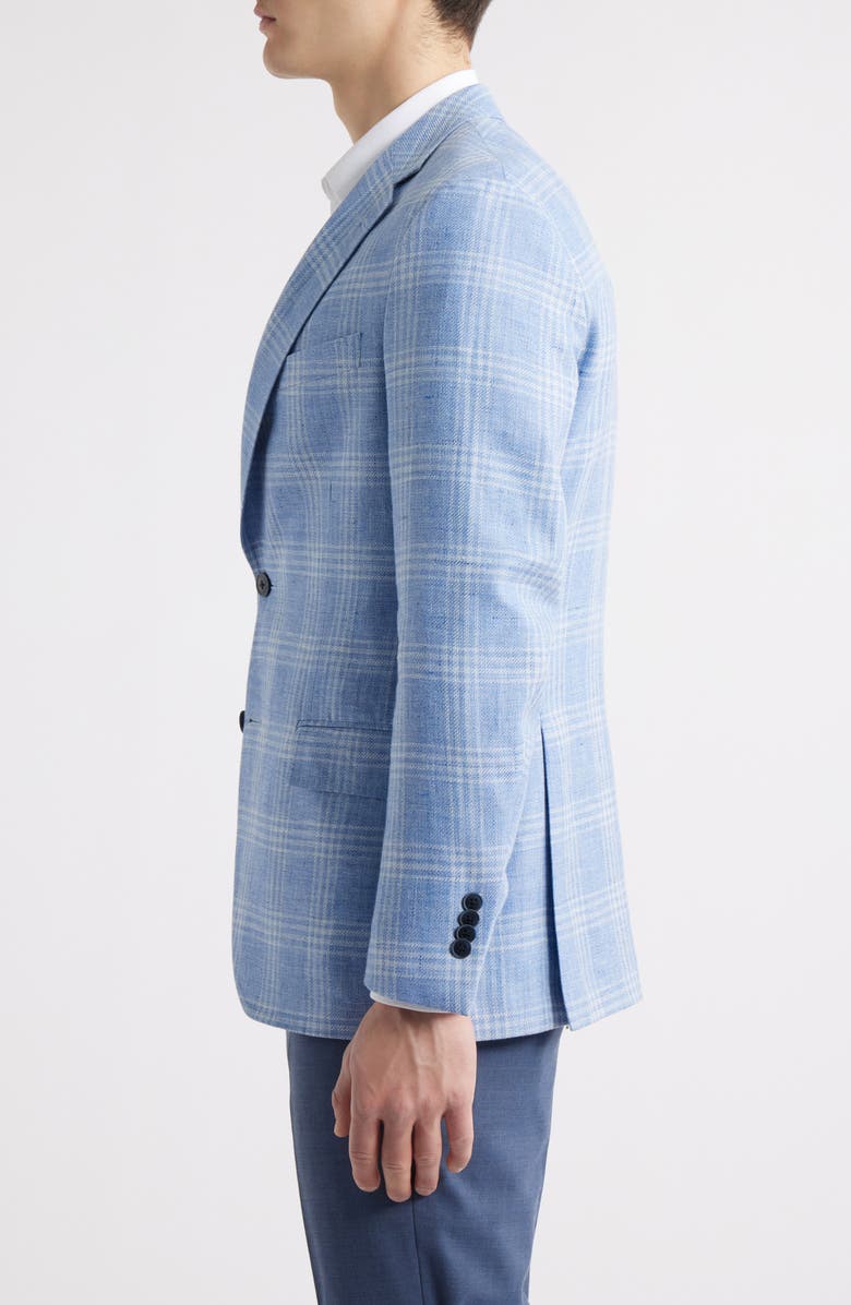 Peter Millar Hyperlight Soft Light Blue Check Linen & Wool Sport Coat, Alternate, color, Light Blue