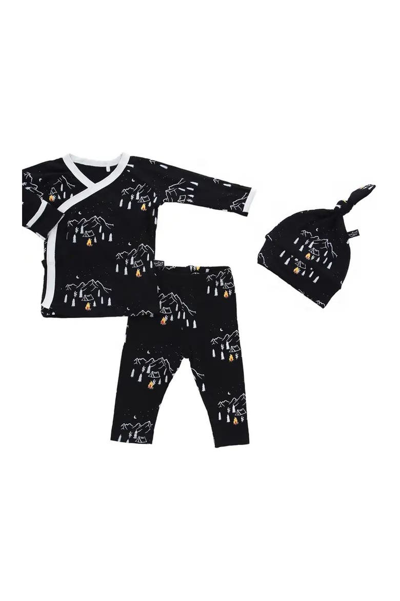 Midnight Camping Take Me Home Top, Pants & Knot Beanie Set, Main, color, BLACK
