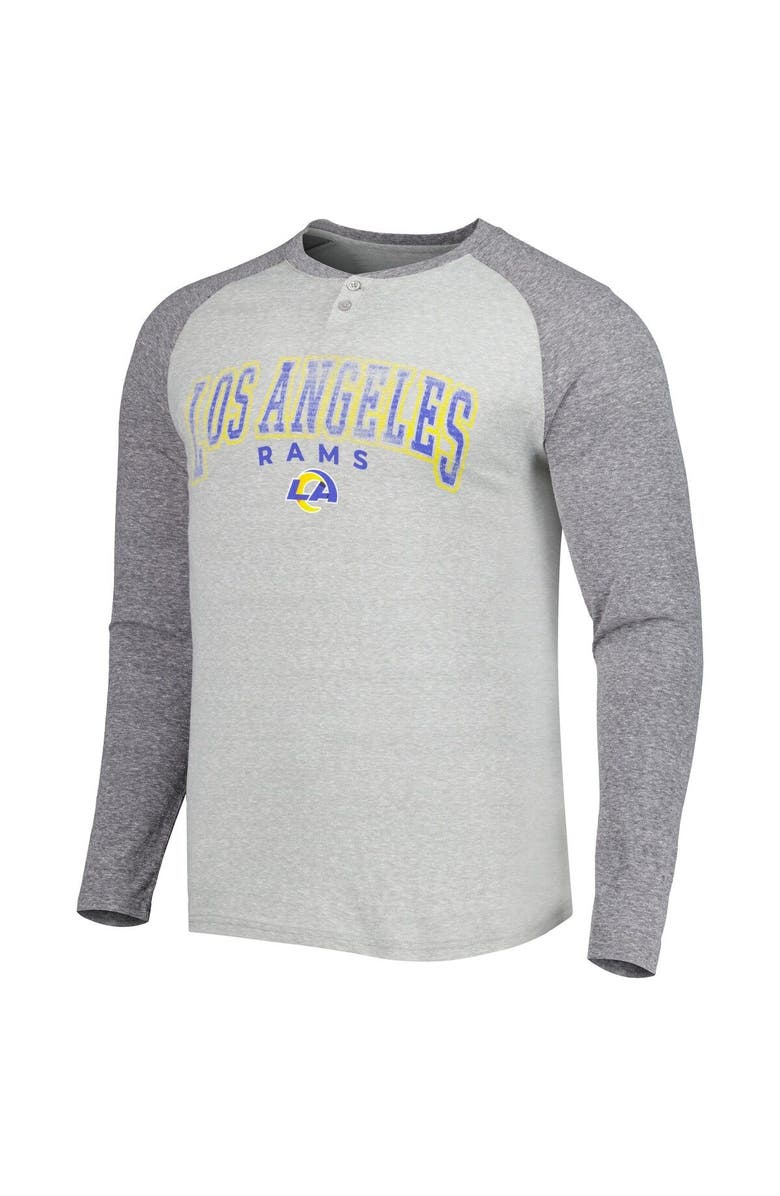 CONCEPTS SPORT Men's Concepts Sport Heather Gray Los Angeles Rams Ledger Raglan Long Sleeve Henley T-Shirt, Alternate, color, Gray