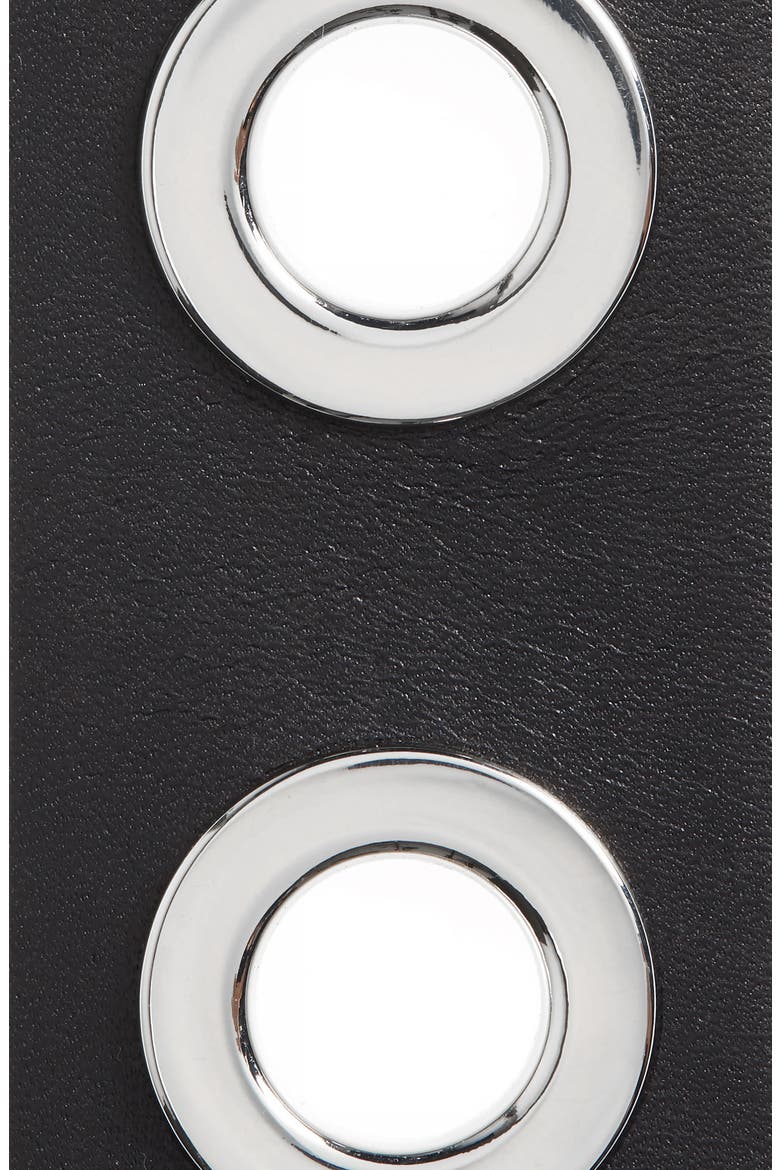 Large Grommet Leather Belt, Alternate, color, BLACK/ SHINY NICKEL