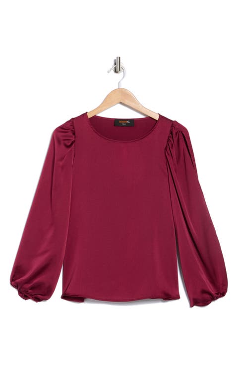 Cutout Long Sleeve Satin Top