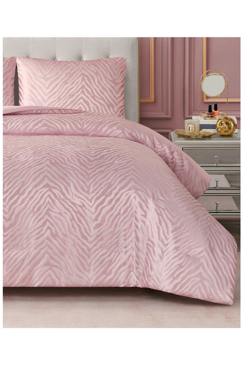Glam Zebra Comforter & Sham Set, Alternate, color, PINK ZEBRA