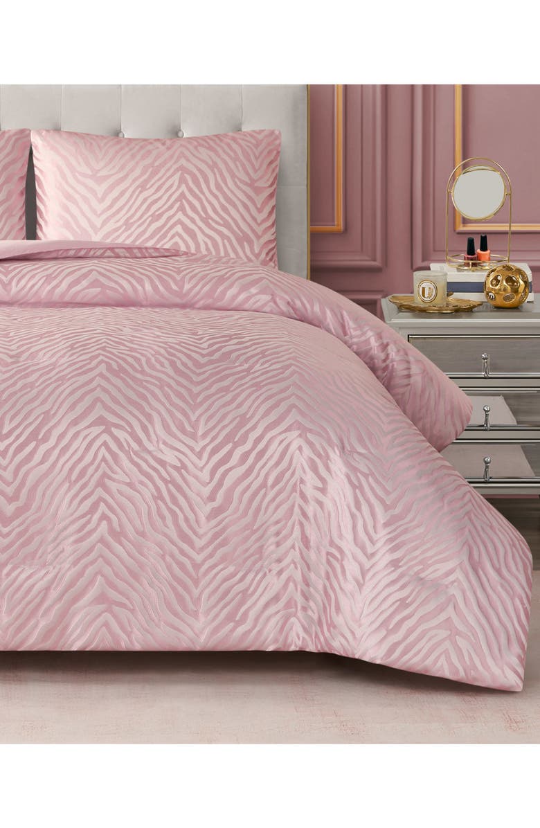 Juicy Couture Glam Zebra Comforter & Sham Set, Alternate, color, Pink Zebra