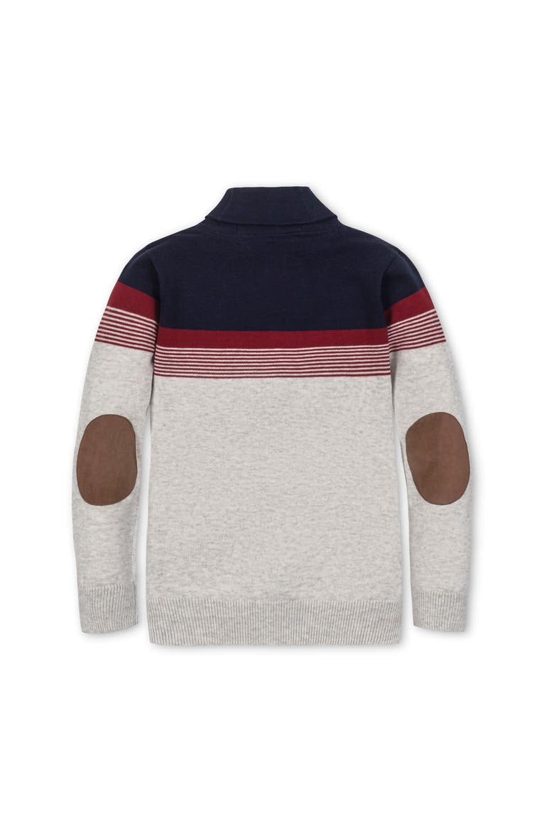 Kids' Organic Long Sleeve Striped Shawl Collar Sweater, Alternate, color, Navy and Gray Chest Stripe