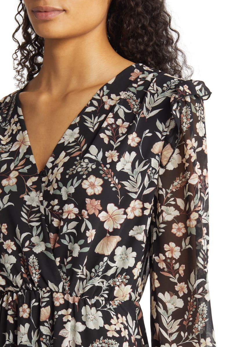 Fraiche by J Melo Floral Ruffle Long Sleeve Midi Dress, Alternate, color, 