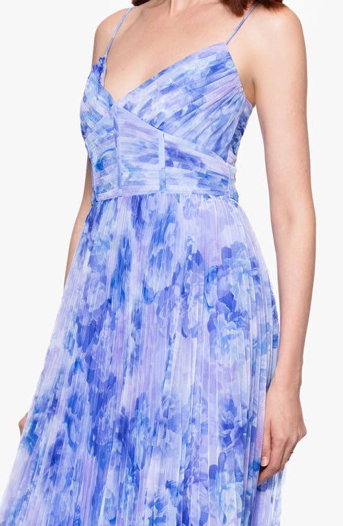 Shop Betsy & Adam Floral Print Corset Bodice Pleated Tulle Midi Cocktail Dress In Midi Tulle Corset Dress