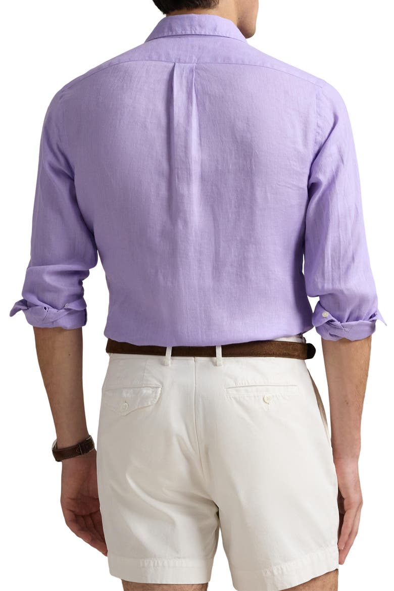 Polo Ralph Lauren Classic Fit Solid Purple Linen Button-Down Shirt