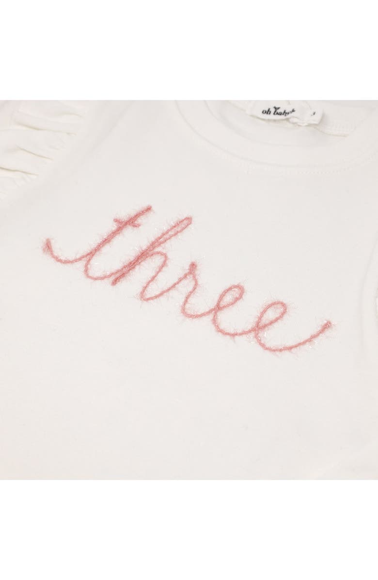 oh baby! "three" Pink Eyelash Millie Long Sleeve Tee, Alternate, color, Cream