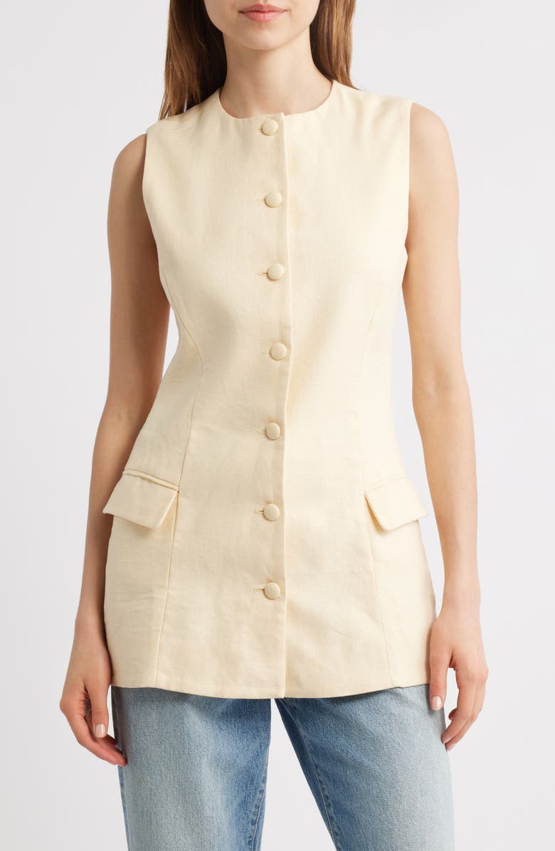 Faithfull the Brand Jane Linen Vest, Main, color, Butter