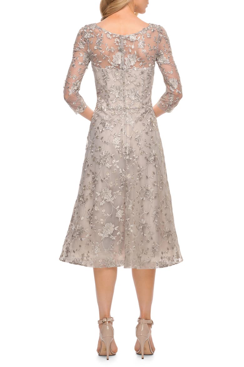 Lace A-Line Dress, Alternate, color, PEARL/ SILVER