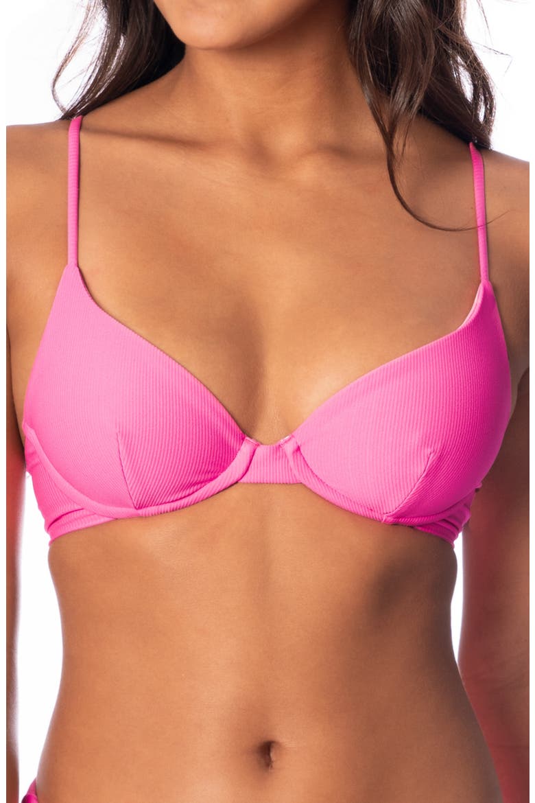 Dainty Radiant Pink Reversible Underwire Bikini Top, Main, color, PINK