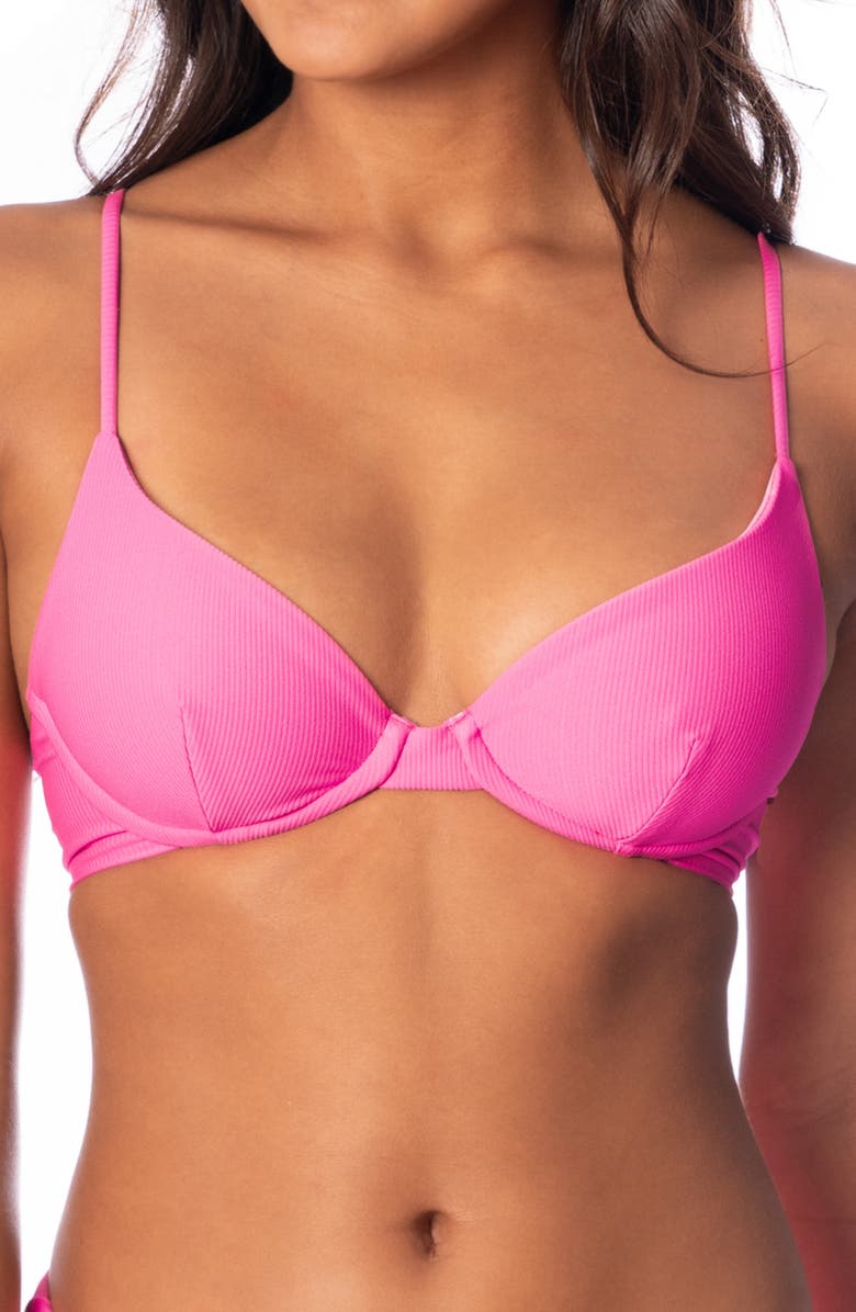 Maaji Dainty Radiant Pink Reversible Underwire Bikini Top, Main, color, 