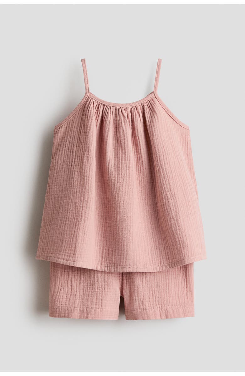 H&M 2-piece Cotton Muslin Set, Main, color, Dusty Pink