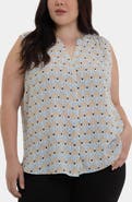 NYDJ Print Sleeveless Pleat Back Top