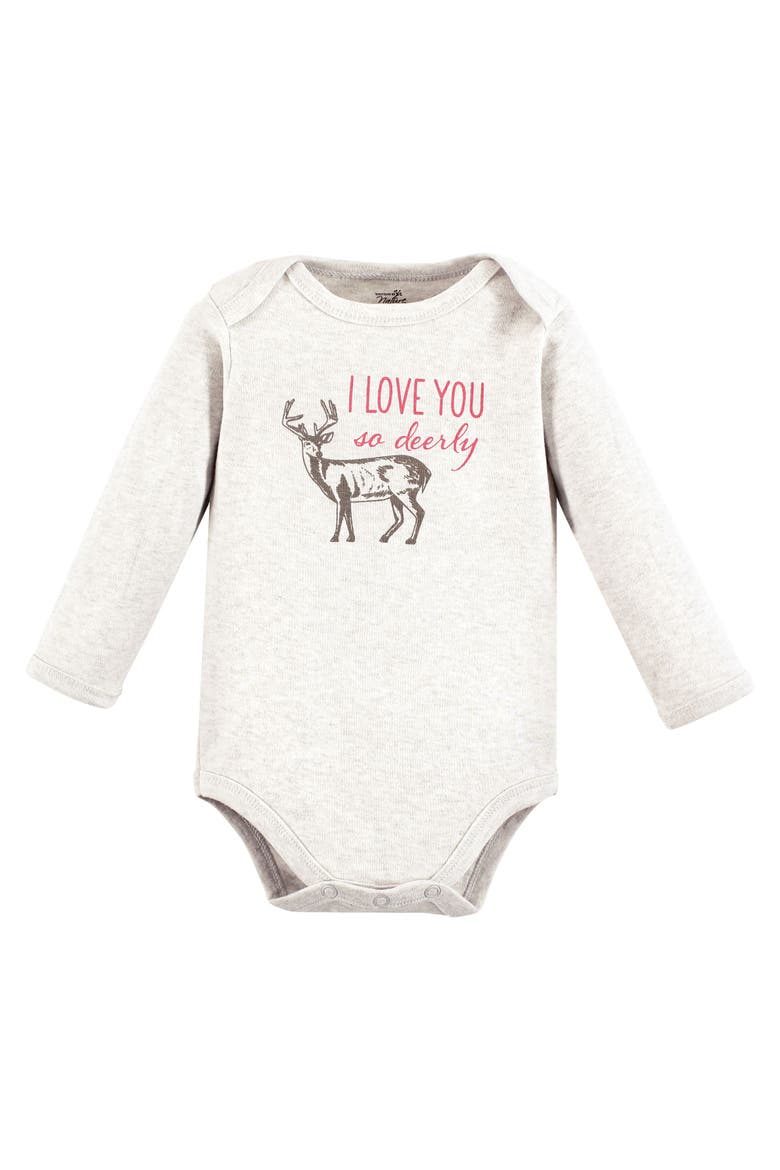 Little Soft Organic Cotton Long-Sleeve One-Piece Essentials, Alternate, color, Girl Woodland