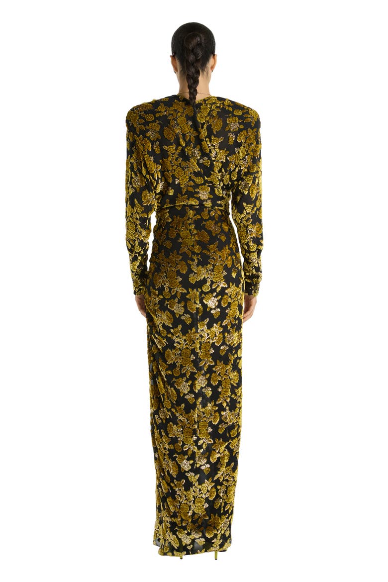 Long Velvet Jacquard Dress, Alternate, color, multicolor
