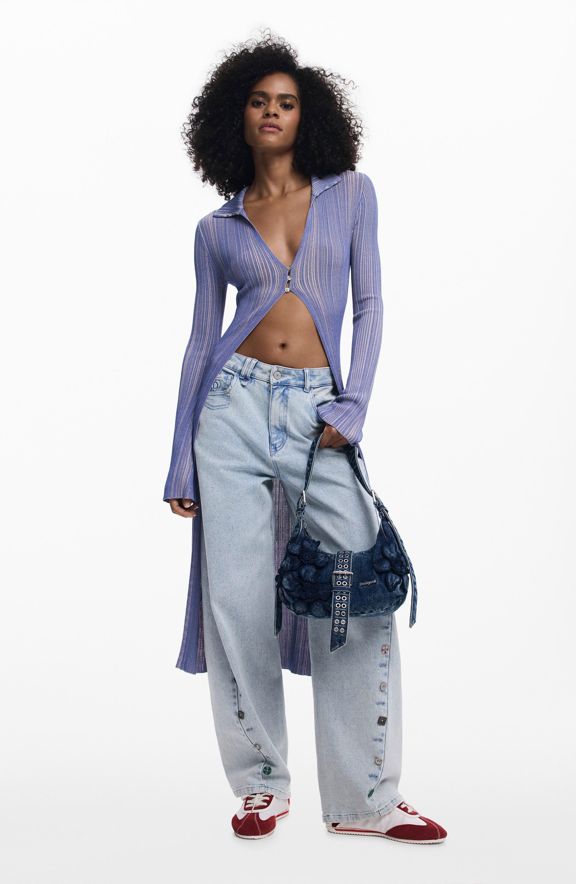 Desigual Floral Shoulder Bag, Alternate, color, Blue