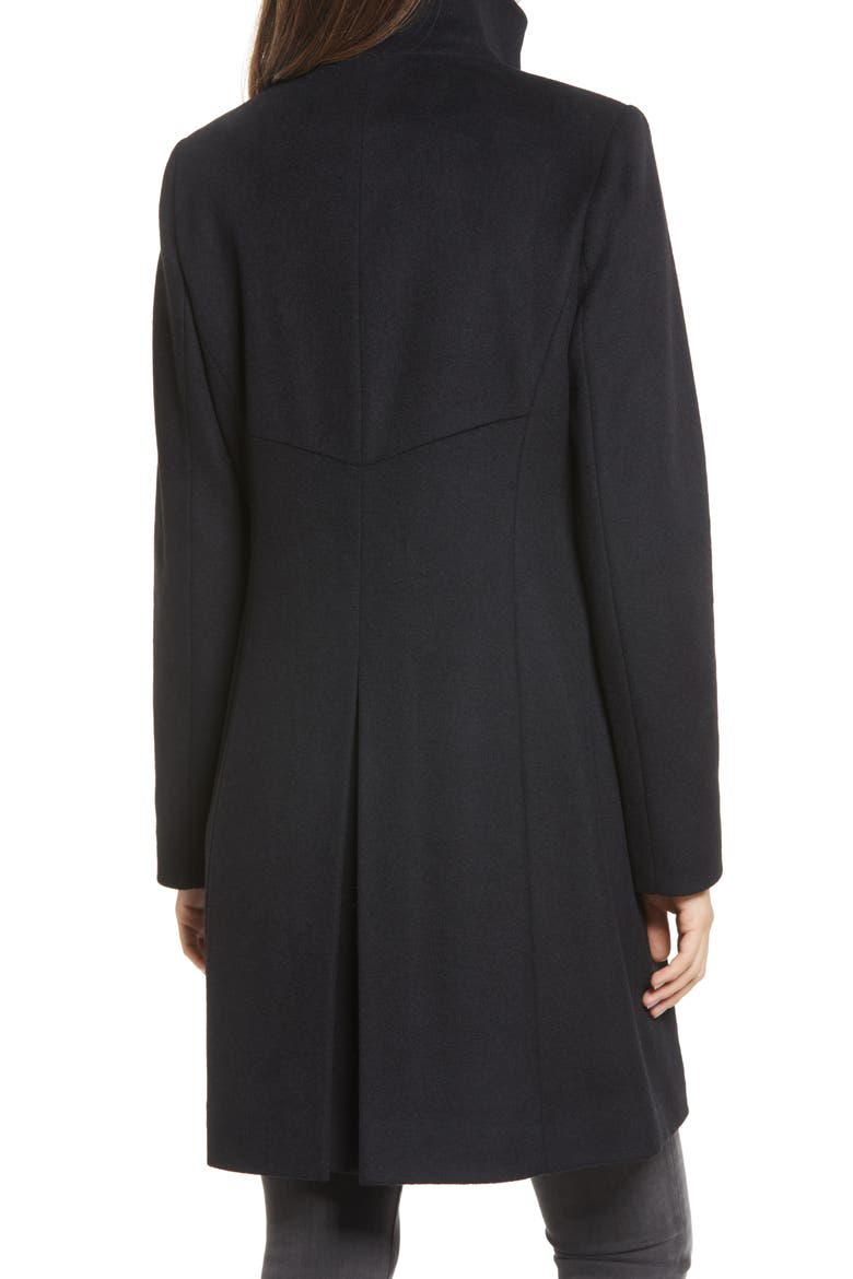 Stand Collar Wool Blend Coat, Alternate, color, BLACK