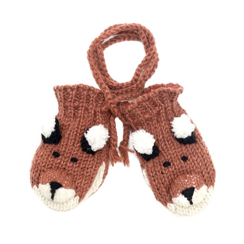 Hand Loom Fox Mittens