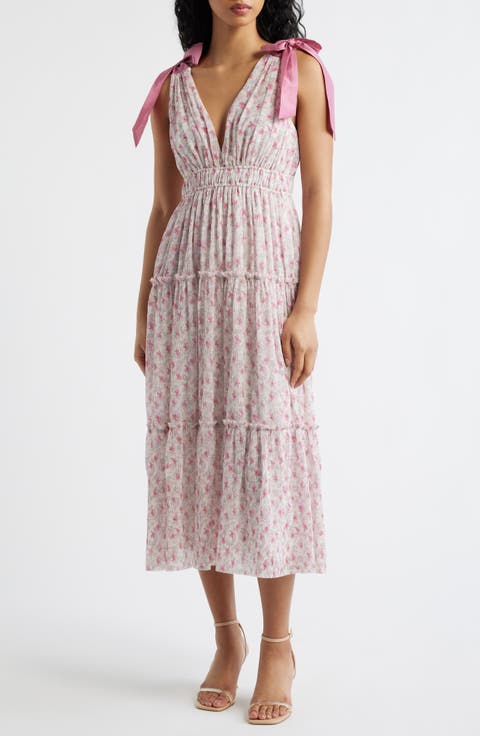 Devin Floral Tie Strap Midi Dress