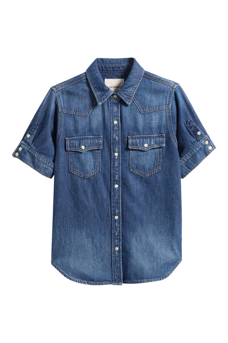 Short Sleeve Denim Shirt, Alternate, color, GIVE ME MORE WASH
