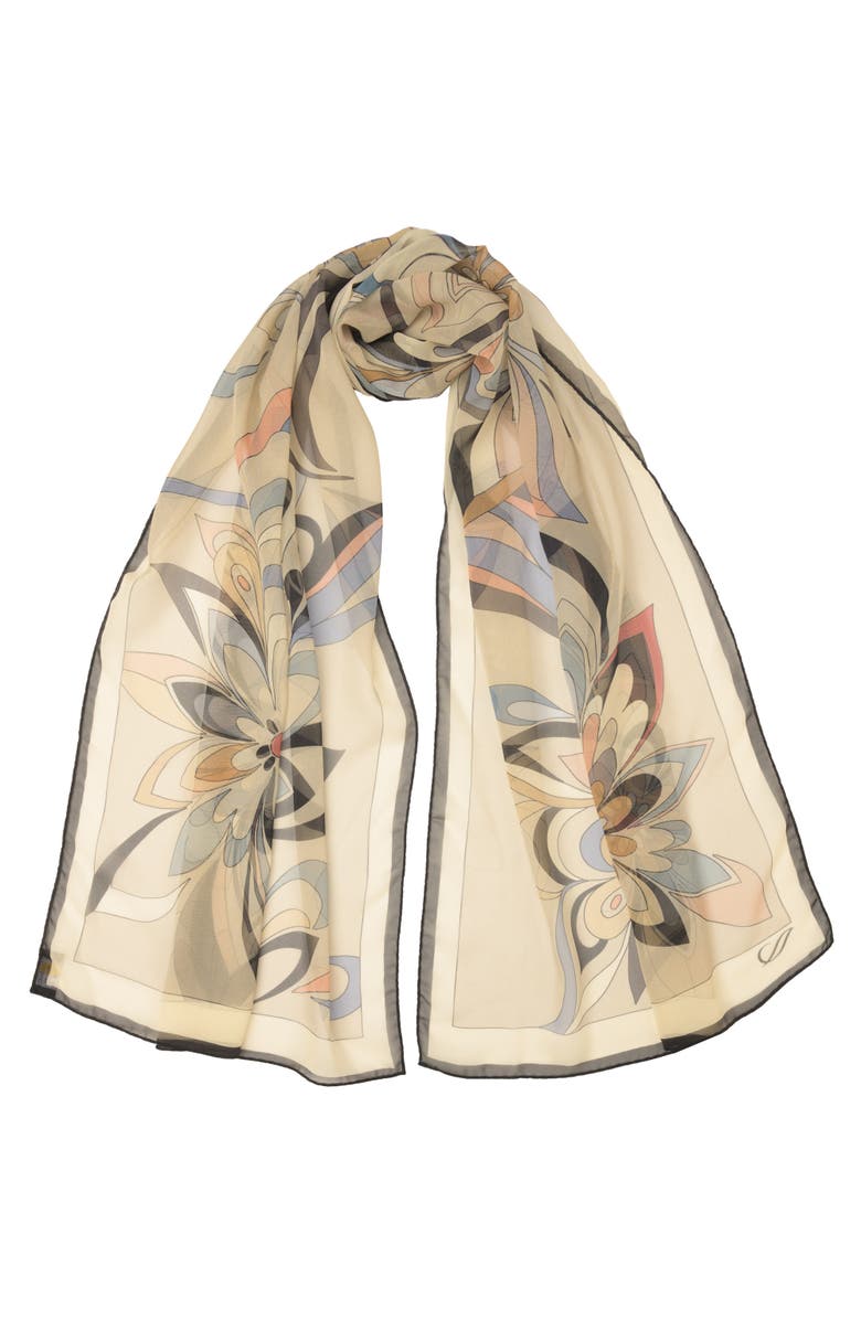 Elizabetta Liana - Long Silk Scarf for Women, Main, color, Tan