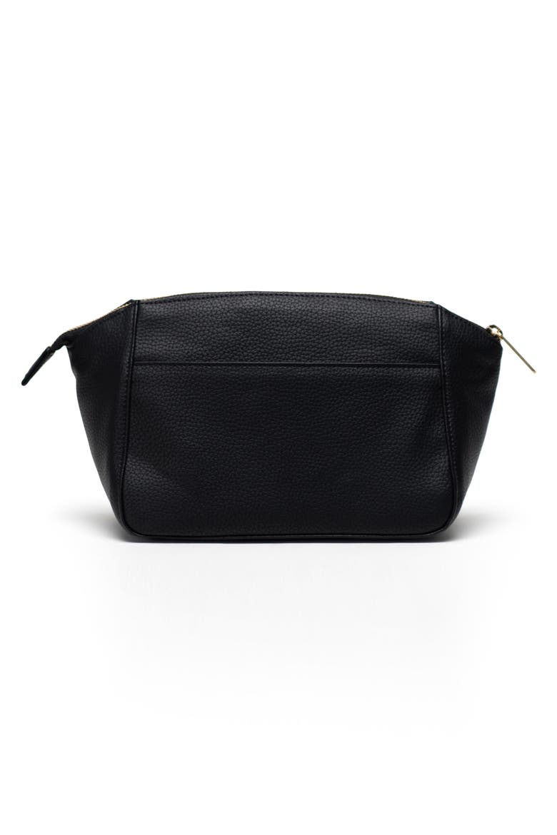 Milan Faux Leather Toiletry Bag, Alternate, color, BLACK
