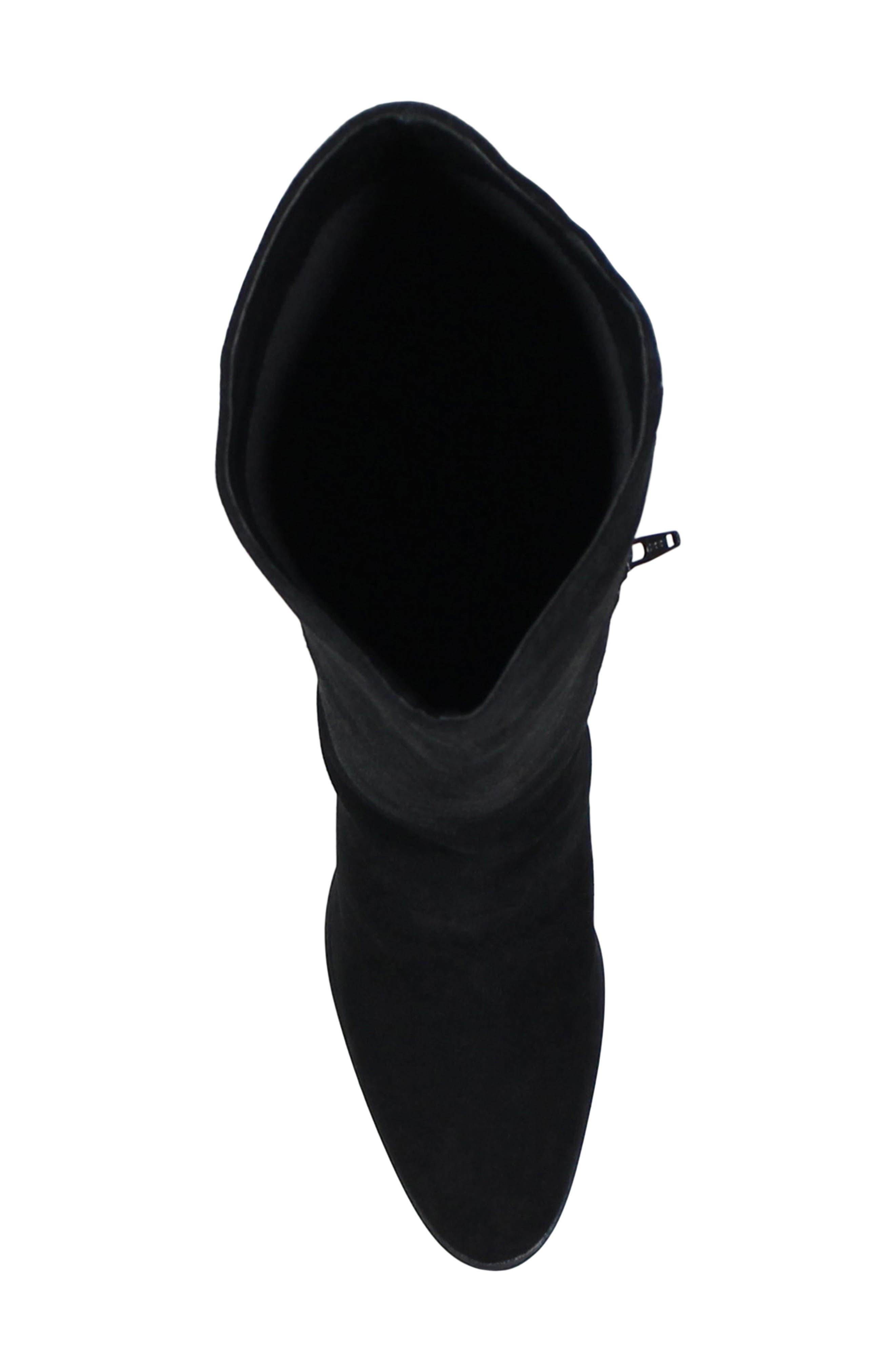 Text Back Leather Knee High Boot, Alternate, color, BLACK