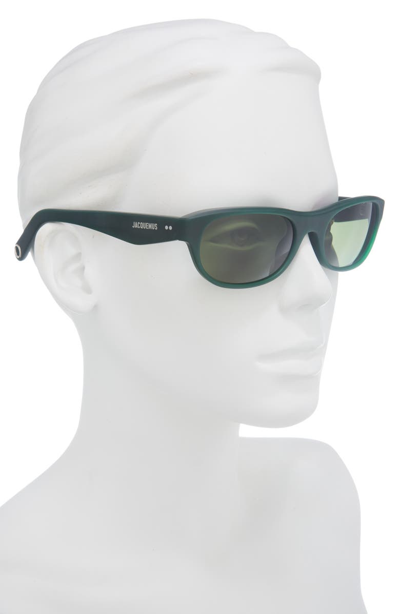 Jacquemus Sole Rectangular Sunglasses, Alternate, color, Matt Putty/ Silver/ Amber