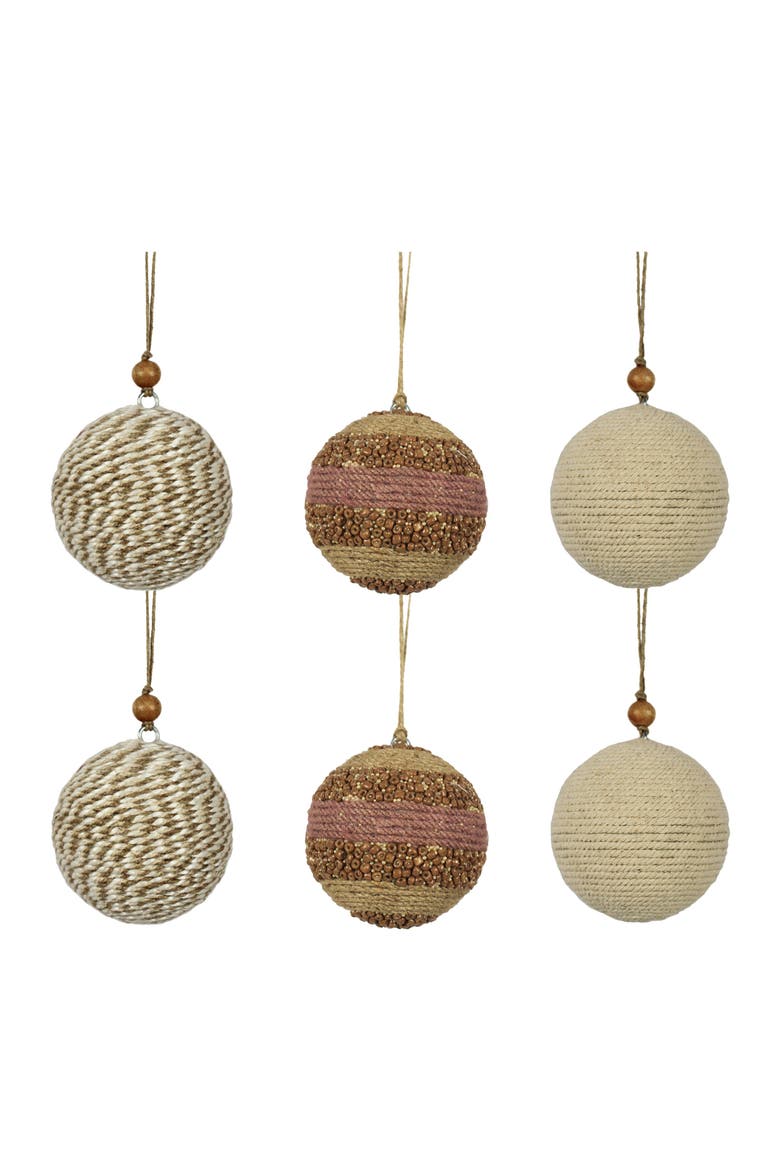 Natural Jute Wrapped Christmas Ornaments, Alternate, color, Earth tones