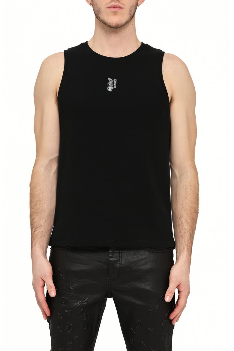 Ribbed Stretch Cotton Tank, Main, color, BLACK