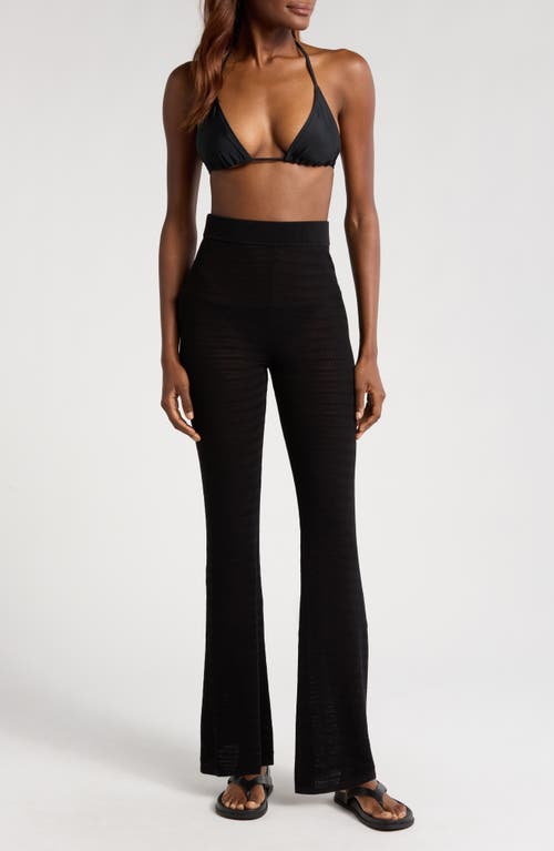 Solid & Striped The Faye Open Stitch Cover-Up Pants in Noir at Nordstrom, Size Small