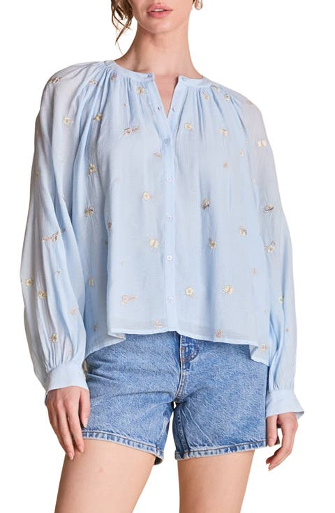 Flower Embroidered Woven Shirt