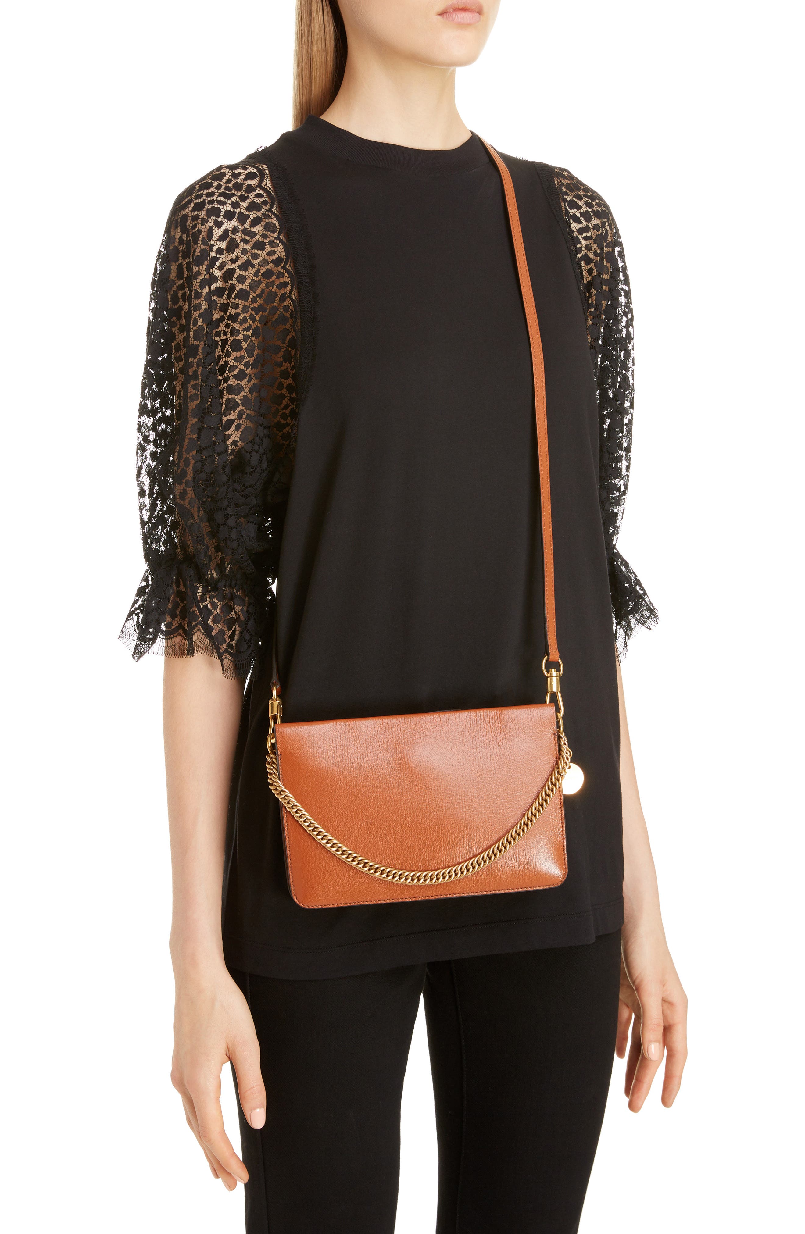 Cross 3 Leather Crossbody Bag, Alternate, color, CHESTNUT