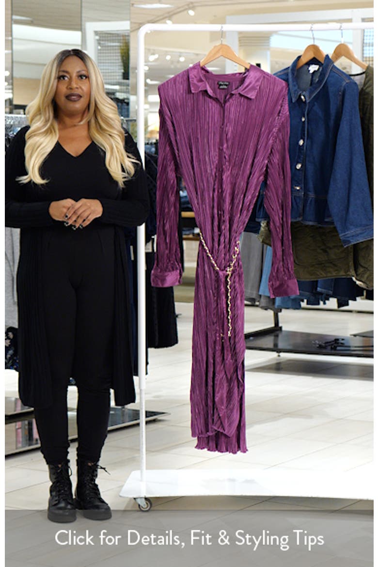 Andi Long Sleeve Plissé Maxi Shirtdress video